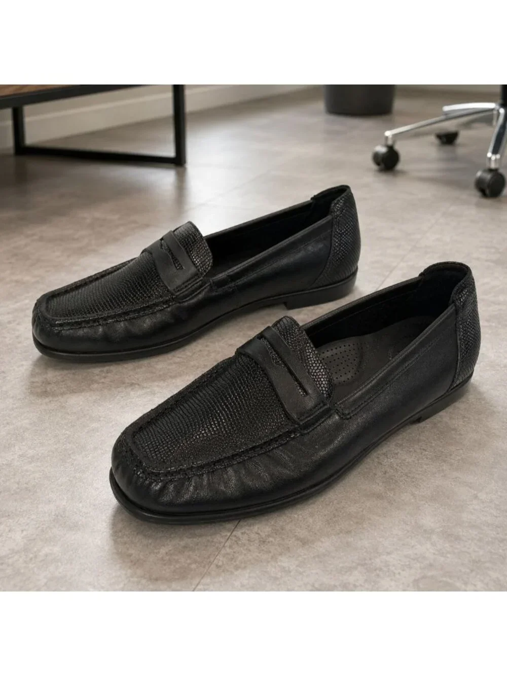 SAS Penny J Women’s Size 8 N Shoes Black Leather Casual Slip on Loafers - NEW
